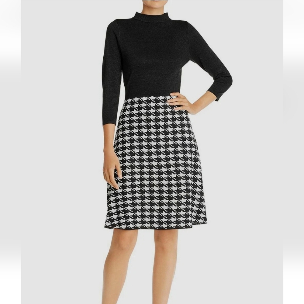 Nanette Lepore Shimmer Houndstooth Dress Sz L